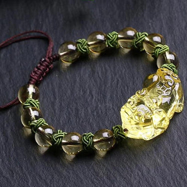 Natural Citrine Stone Lucky Pixiu LUCK & WEALTH Bracelet